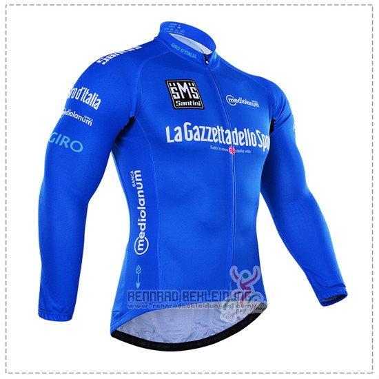 2016 Fahrradbekleidung Giro D'italien Blau und Wei Trikot Langarm und Tragerhose